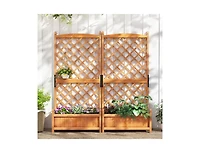 Raised Garden Bed with Diamond Lattice Trellis and Drainage Holes