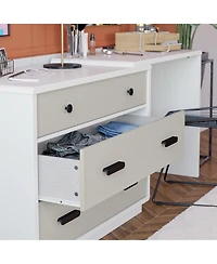 flynama Valencia 3 Drawer Dresser and Desk Combo Two Tone Finish with Matte Handles for Bedroom