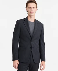 Calvin Klein Mens Slim-Fit Wool-Blend Pinstripe Suit Jacket