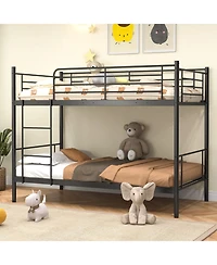 Sugift Metal Bunk Bed with Ladder and Full Length Safety Guardrails