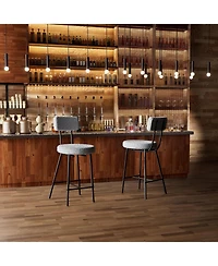 gaomon 37" Set of 4 Modern Upholstered Bar Stools, Counter Height, Backrest, Footrest, Metal Legs, Kitchen, Home, Restaurant