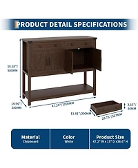 gaomon Console Table Buffet Sideboard Sofa Table,with Storage Drawers Cabinets and Bottom Shelf