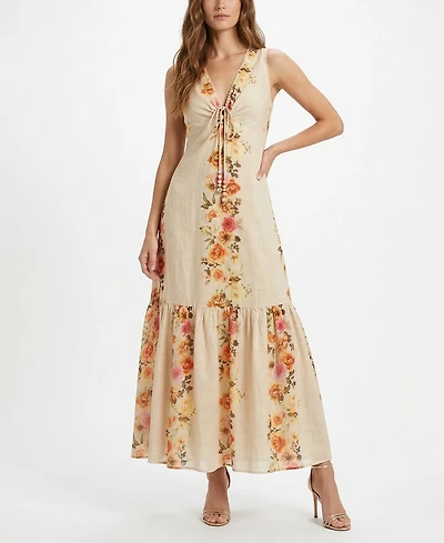 Taylor Women's V-Neck Floral Keyhole Dress