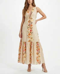 Taylor Women's V-Neck Floral Keyhole Dress