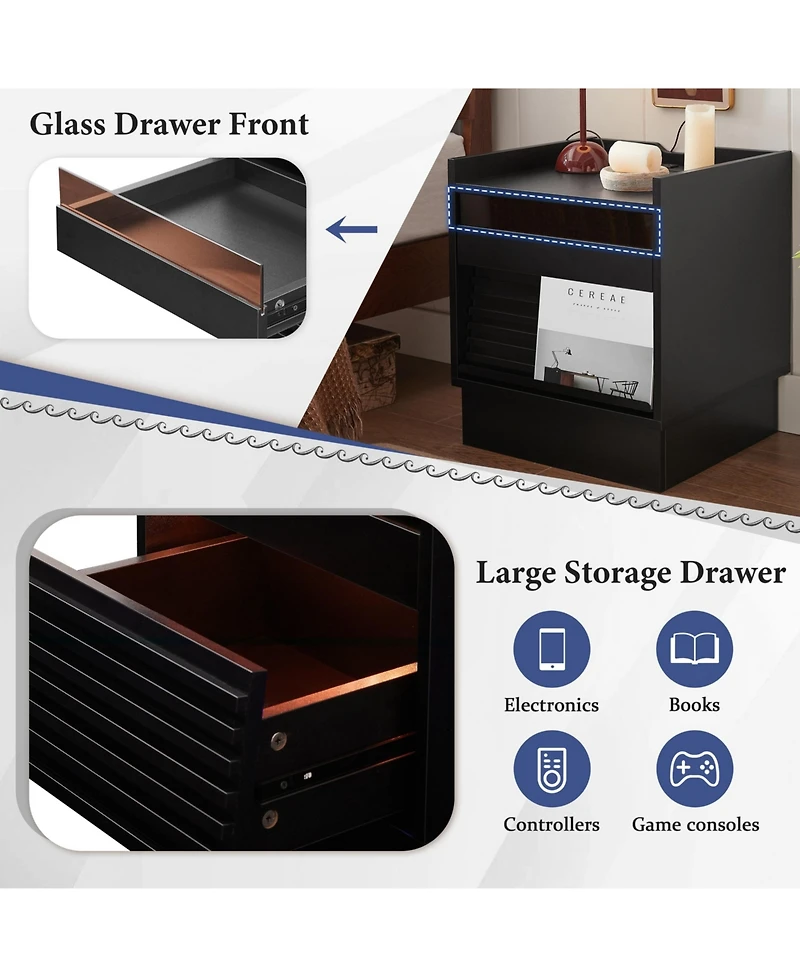 Flynama Durable Versatile Nightstand with Drawers Modern Bedroom Furniture Bedside End Table