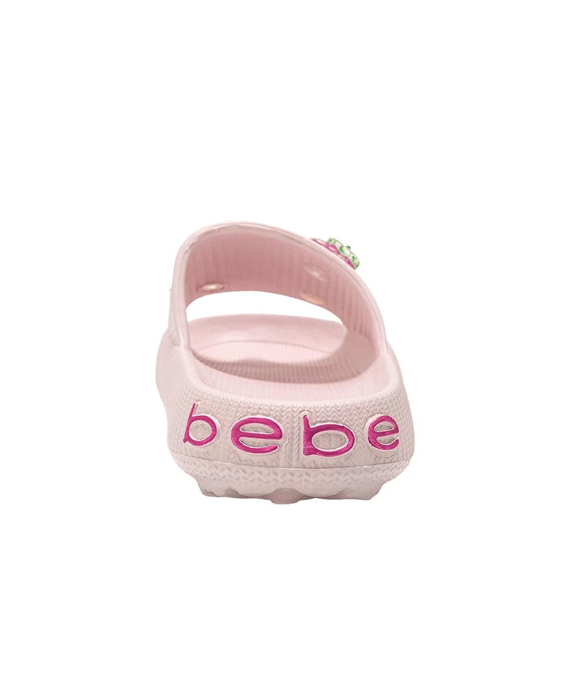 Bebe Big Girls Eva Slide - Lightweight Comfy Sandals with Fruit Charms