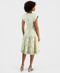 Vince Camuto Women's Cotton Dolman-Sleeve Midi Dress
