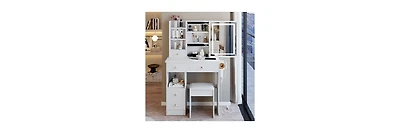 Flynama Small Size Left Drawer Desktop Vanity Table with Classic Finish for Home Beauty