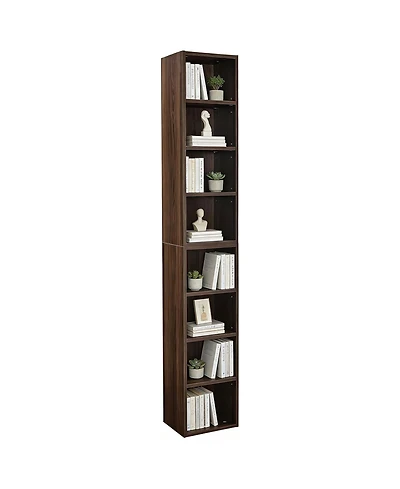 Rainsken 8-Tier Tall Narrow Bookshelf, Slim Storage Cabinet & Display Bookcase with Adjustable Shelves for Living Room