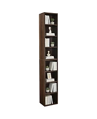 Rainsken 8-Tier Tall Narrow Bookshelf, Slim Storage Cabinet & Display Bookcase with Adjustable Shelves for Living Room