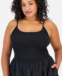 And Now This Trendy Plus Smocked Cotton Midi Dress, Macy's Exclusive