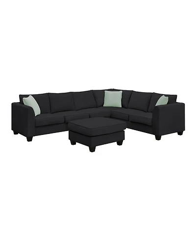 Clihome 11287" Sectional Sofa Couches Living Room Sets, 7 Seats Modular Sectional Sofa with Ottoman