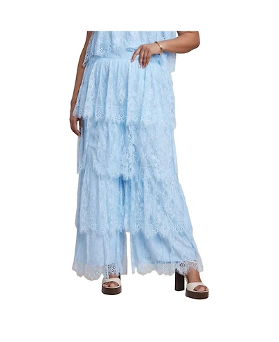 Eloquii Women's Plus Tiered Lace Pant