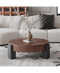 Rainsken Round Coffee Table with Hidden Storage