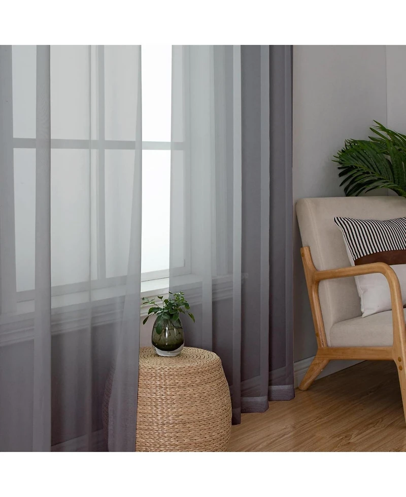 Kate Aurora 2 Piece For Extra Long Windows Rod Pocket Gray Rod Pocket Sheer Curtain Panels