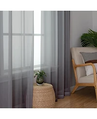 Kate Aurora 2 Piece For Extra Long Windows Rod Pocket Gray Rod Pocket Sheer Curtain Panels