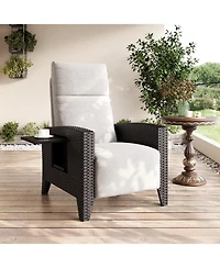 gaomon Wicker Recling Patio Chair with Independent Adjustable Back and Footrest Air Pump Lay Flat Reclining Outdoor Recliner