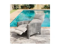 gaomon Wicker Recling Patio Chair with Independent Adjustable Back and Footrest Air Pump Lay Flat Reclining Chair Outdoor Recliner Chair