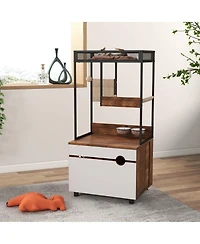 Aostirmotor Cat Litter Box Enclosure with Cat Tree Tower – 2-in-1 Hidden Cat Furniture Cabinet
