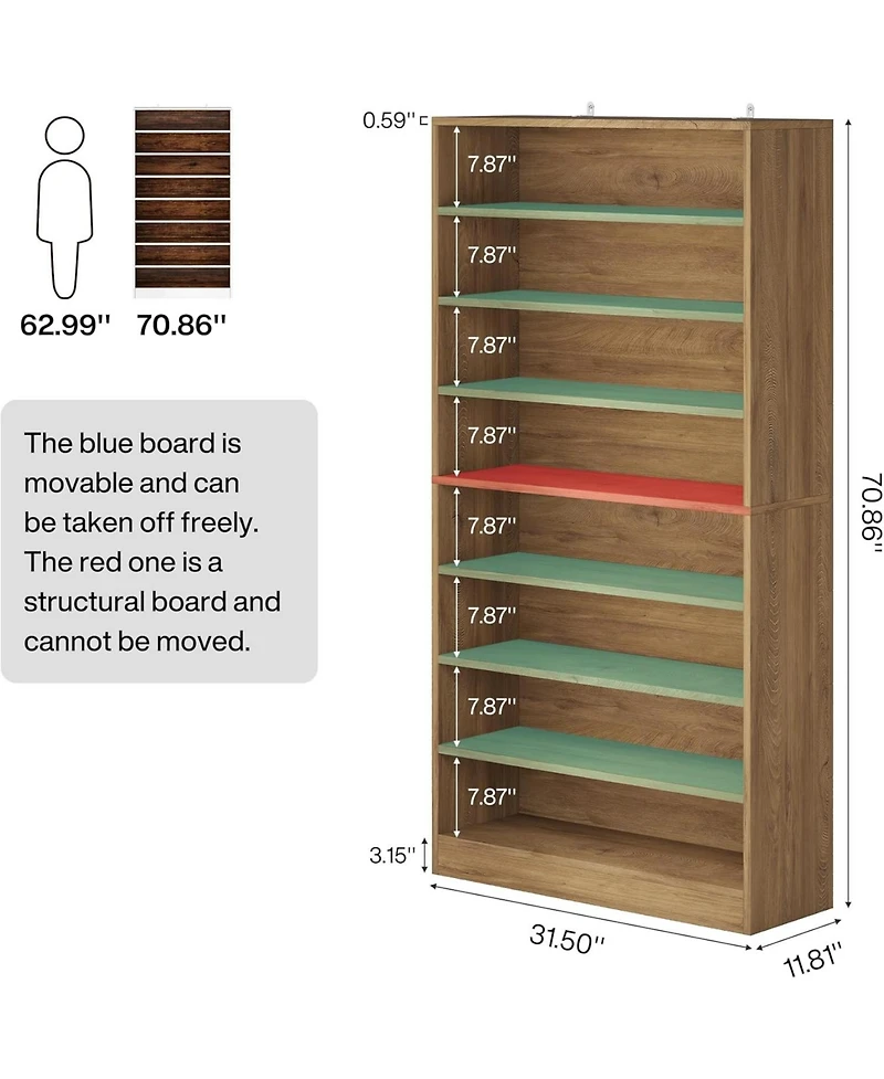Tribesigns Tall Shoe Cabinet, 9 Tiers 40-45 Pairs Wood Freestanding Shoe Storage Cabinet