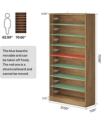 Tribesigns Tall Shoe Cabinet, 9 Tiers 40-45 Pairs Wood Freestanding Shoe Storage Cabinet