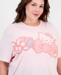Love Tribe Trendy Plus Hello Kitty Bow Graphic Print T-Shirt