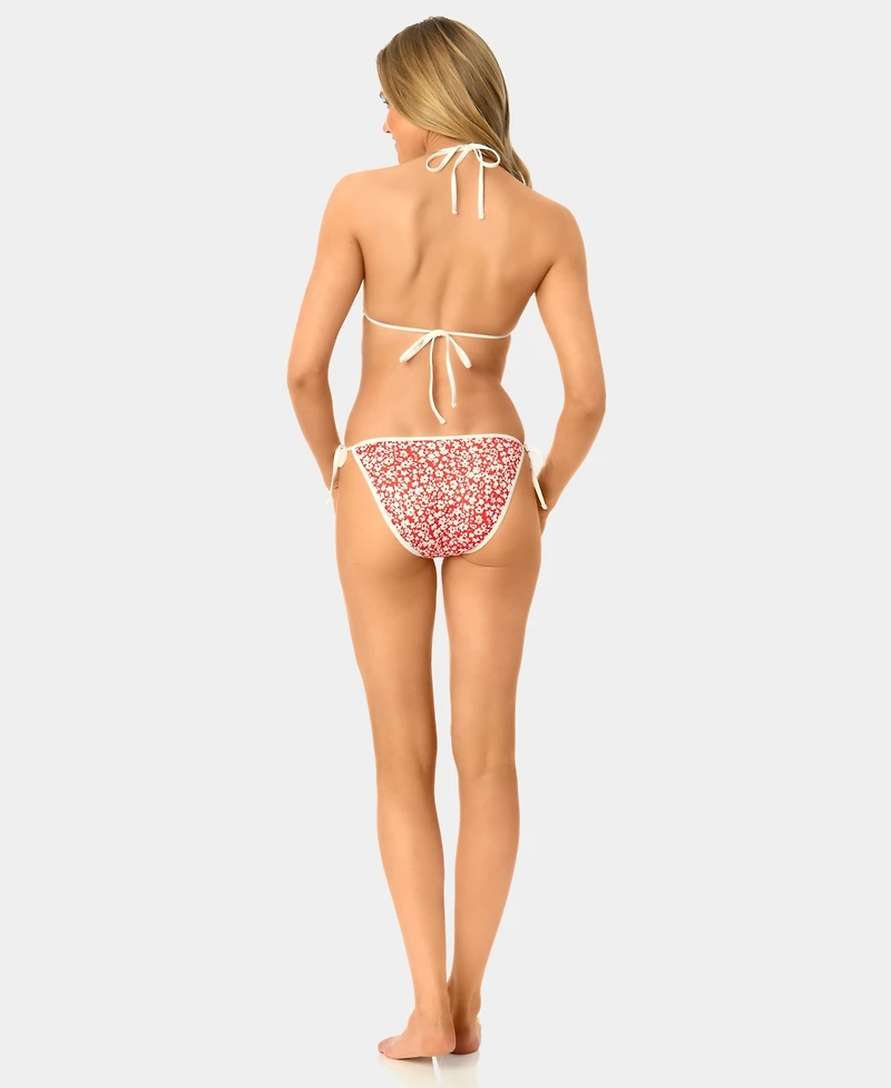 California Waves Women's Garden Ditsy Wide Rib Triangle Swim Bikini Top
