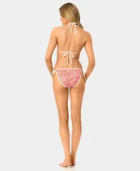 California Waves Women's Garden Ditsy Wide Rib Triangle Swim Bikini Top