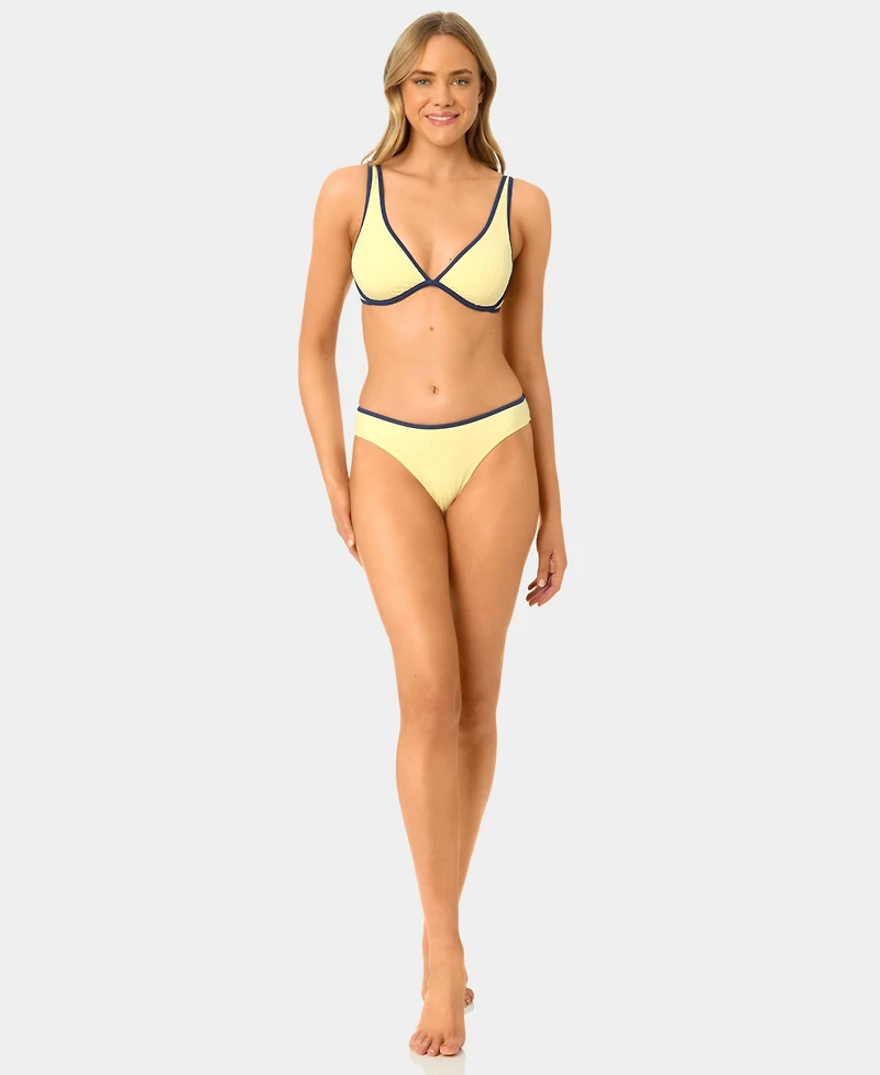 California Waves Women's Solid Plunge Underwire Swim Bikini Top