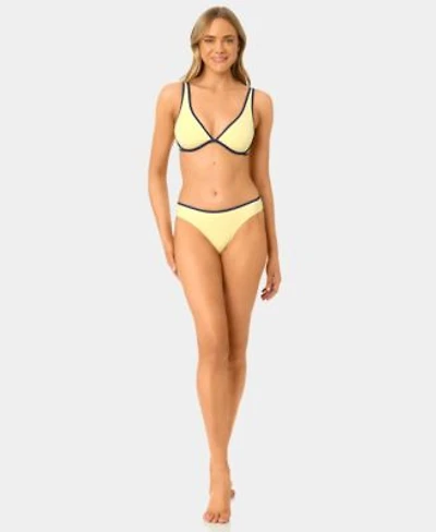 California Waves Womens Solid Plunge Underwire Swim Bikini Top High Waist Swim Bottoms