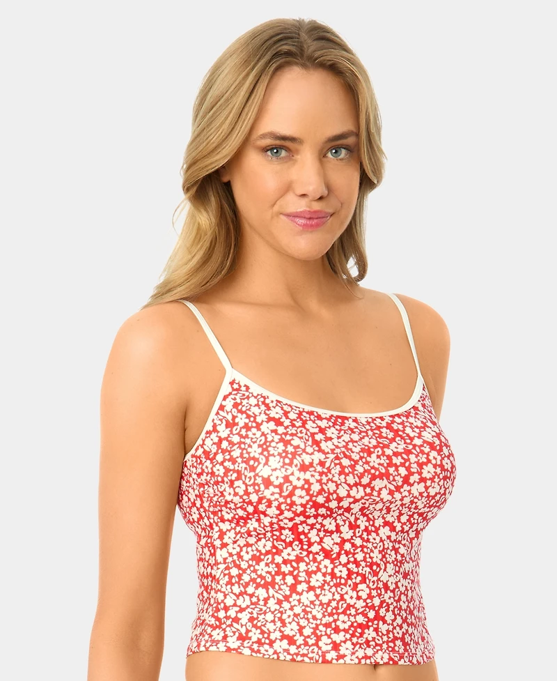 California Waves Women's Garden Ditsy Wide Rib Tankini Top