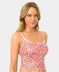 California Waves Women's Garden Ditsy Wide Rib Tankini Top