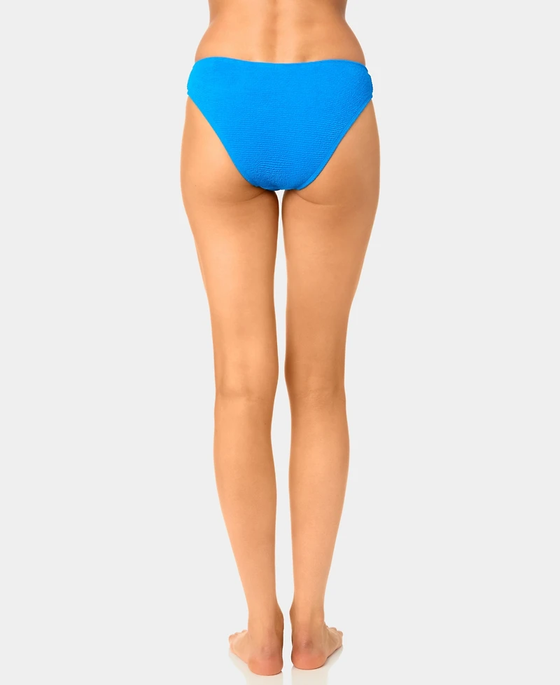 California Waves Women's Solid Popcorn Scrunch Low-Rise Scoop Swim Bottoms