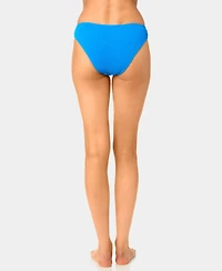 California Waves Women's Solid Popcorn Scrunch Low-Rise Scoop Swim Bottoms