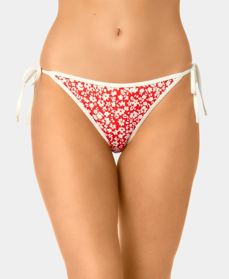 California Waves Women's Garden Ditsy Wide Rib Side-Tie Swim Bottoms