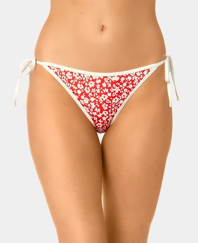 California Waves Women's Garden Ditsy Wide Rib Side-Tie Swim Bottoms