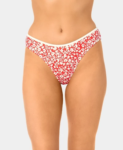 California Waves Women's Garden Ditsy Wide Rib High-Leg Swim Bottoms