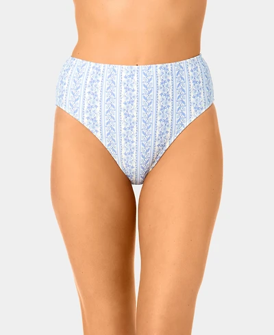California Waves Women's Toile Stripe High-Waist Swim Bottoms