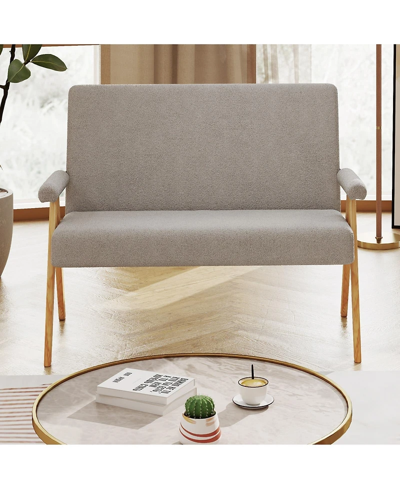 Sugift Loveseat Sofa with Armrests and Wooden Legs.