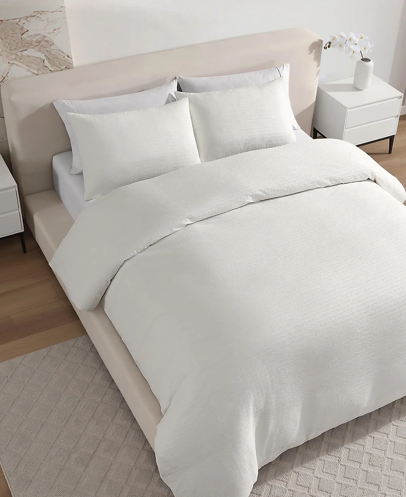 Vera Wang Crinkle Seersucker Solid 3-Pc. Duvet Cover Set