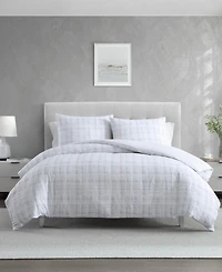 Vera Wang Blurred Plaid Cotton 3-Pc. Comforter Set