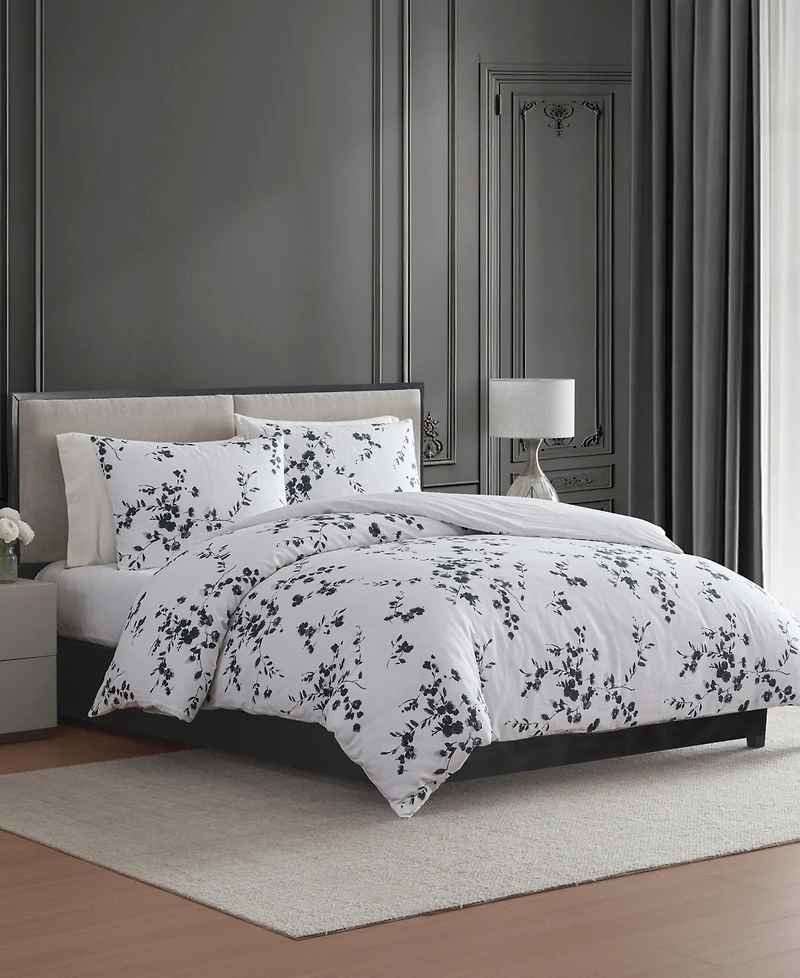Vera Wang Noir Bouquet Cotton 3-Pc. Comforter Set