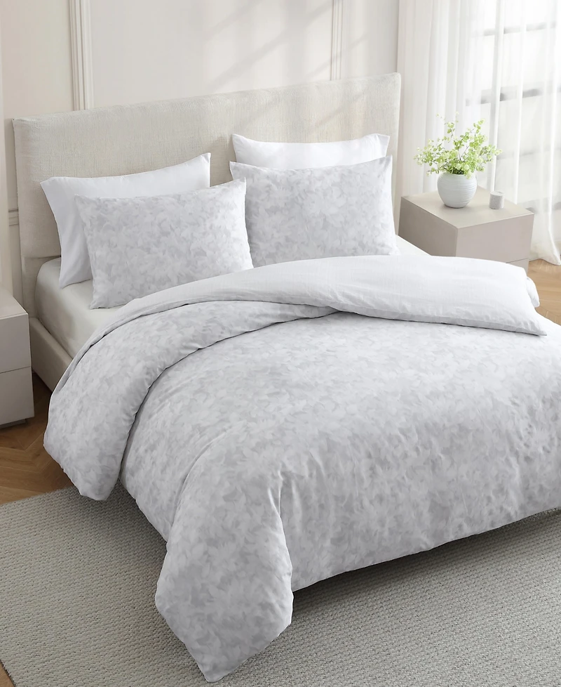 Vera Wang Nebulous Flower Cotton 3-Pc. Duvet Cover Set