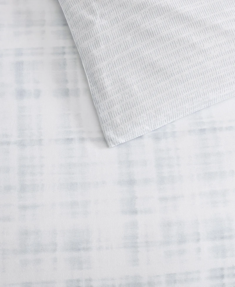 Vera Wang Blurred Plaid Cotton 3-Pc. Duvet Cover Set
