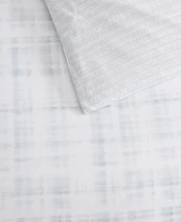 Vera Wang Blurred Plaid Cotton 3-Pc. Duvet Cover Set