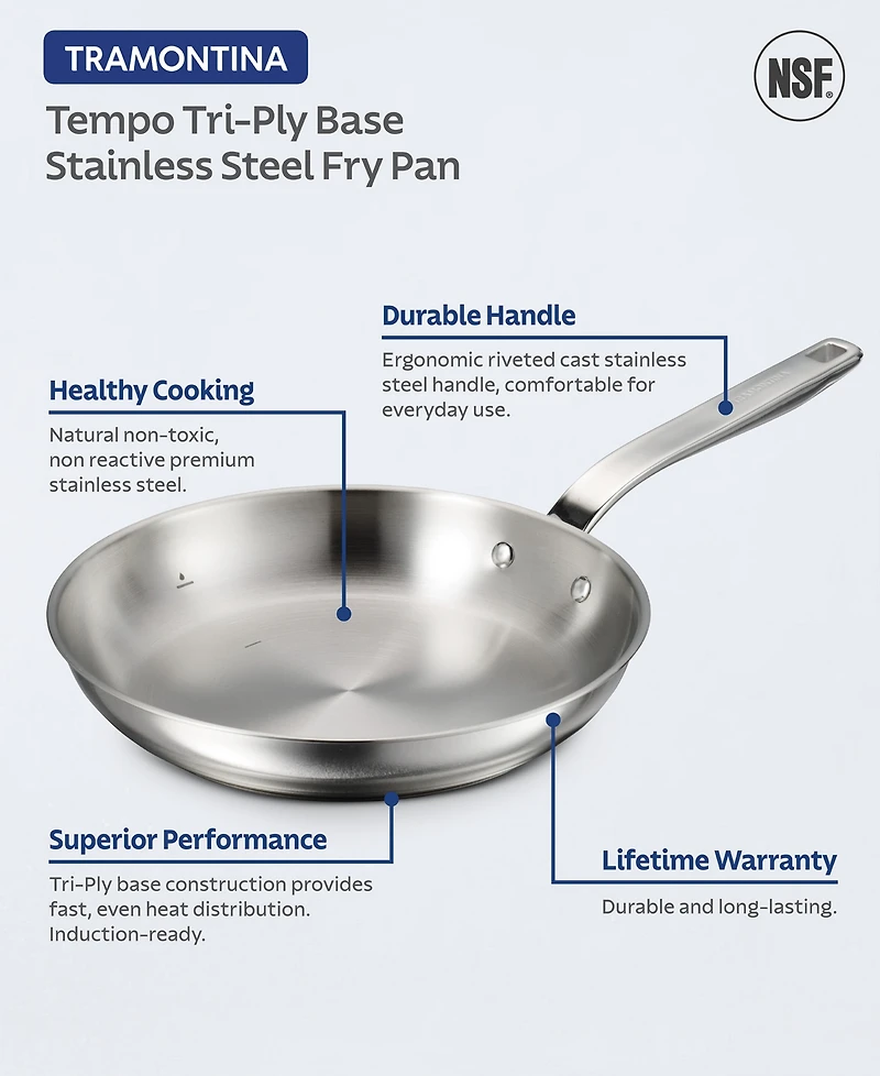 Tramontina Tempo Tri-Ply Base Stainless Steel 10" Frying Pan
