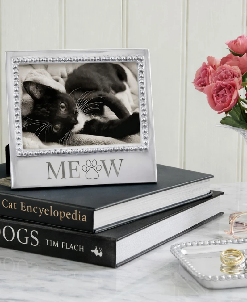 Mariposa Aluminum Meow Beaded Frame, 4" x 6"