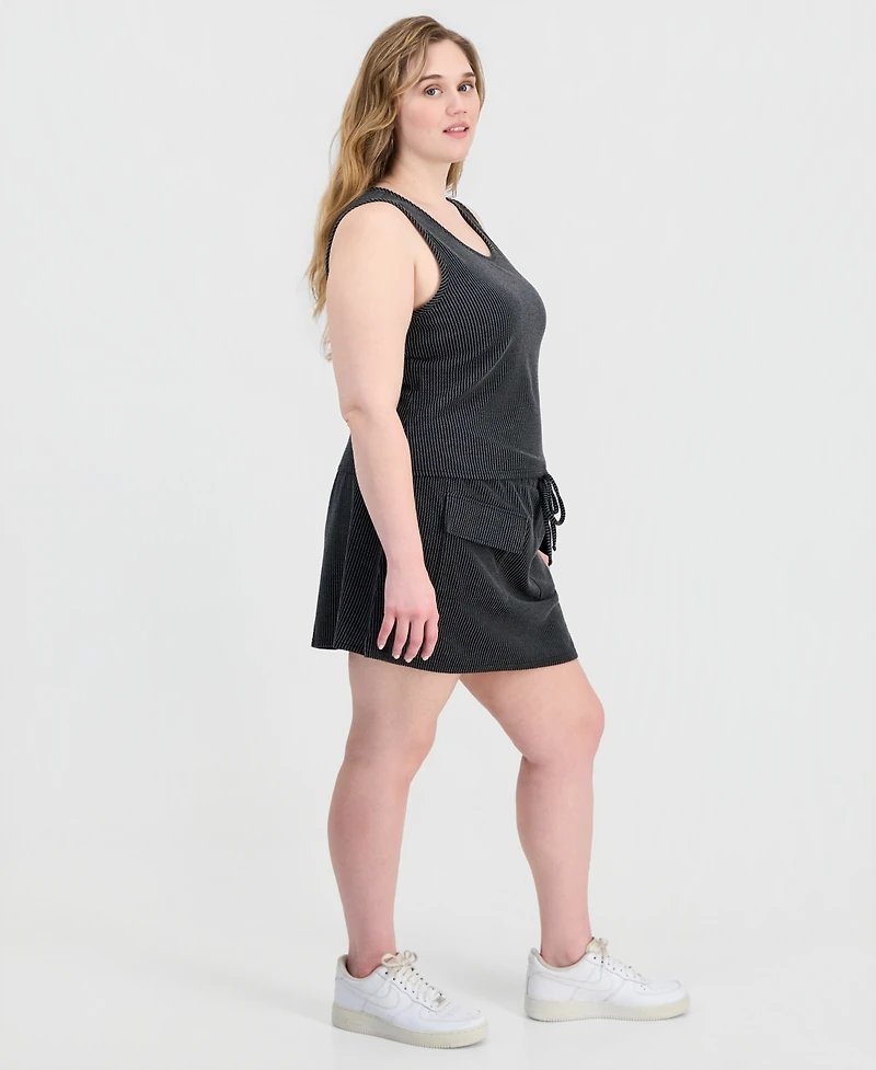 Full Circle Trends Trendy Plus Ribbed Knit Sleeveless Top & Skort Set