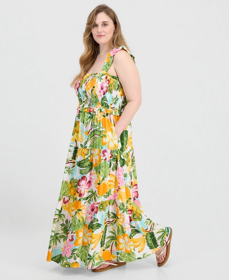 Full Circle Trends Plus Poof Strap Square Neck Rayon Dress
