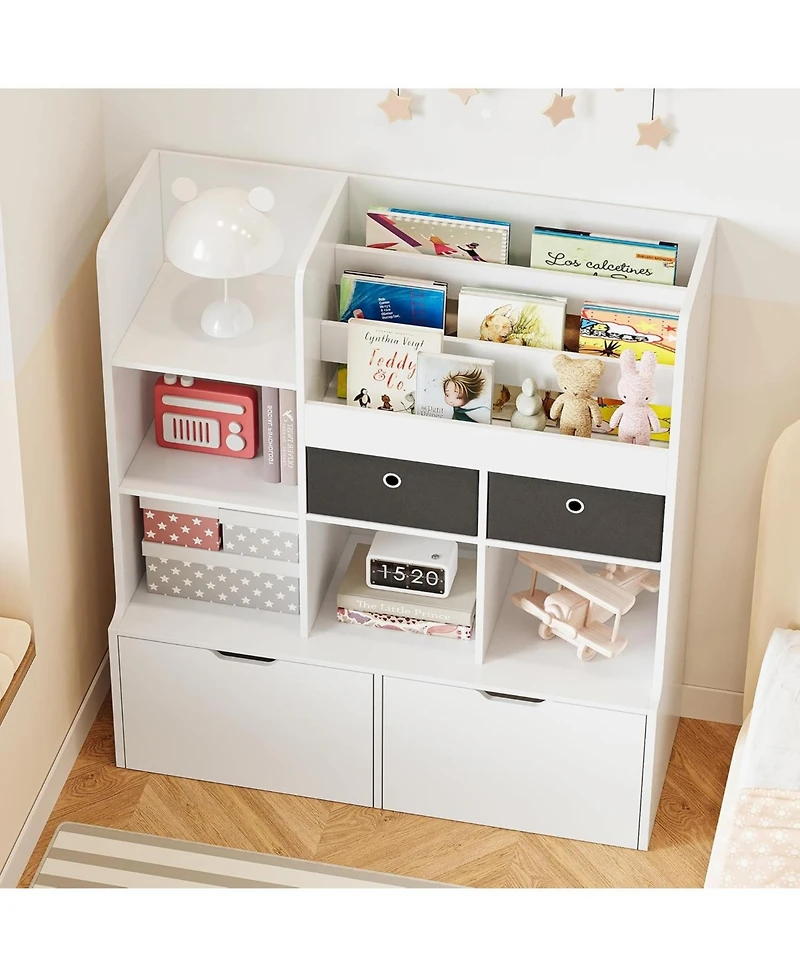 gaomon 1-Pieces Wooden Large-Drawer Cubbies Kids Storage Bookshelf Furniture
